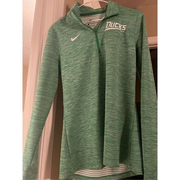 Nike Women's Heathered Green 1/4 Zip Pullover Active Wear Sweatshirt Size L Oreg - Picture 15 of 16